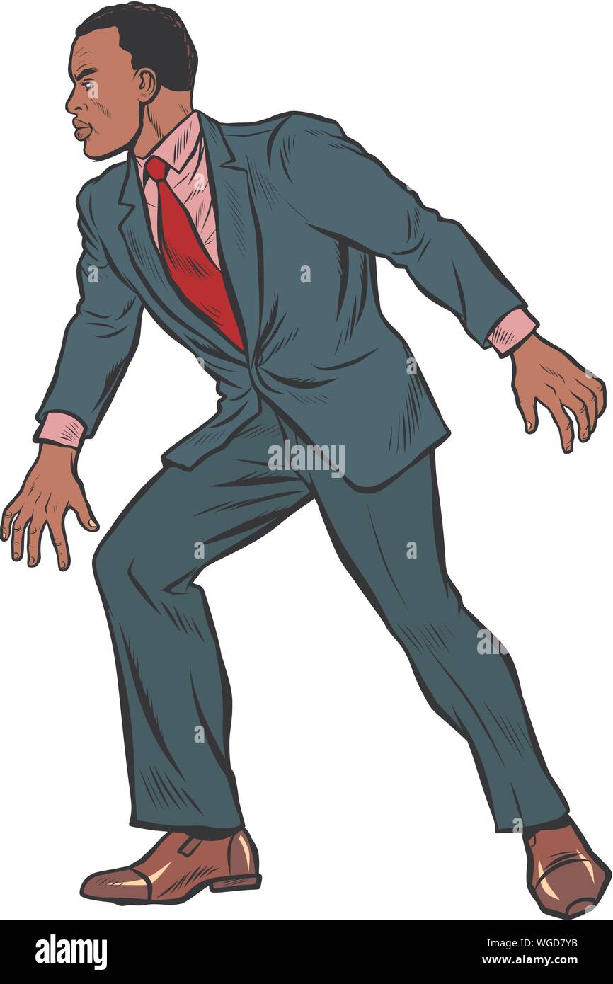 Méfier African businessman. Retro pop art dessin illustration vectorielle Illustration de Vecteur