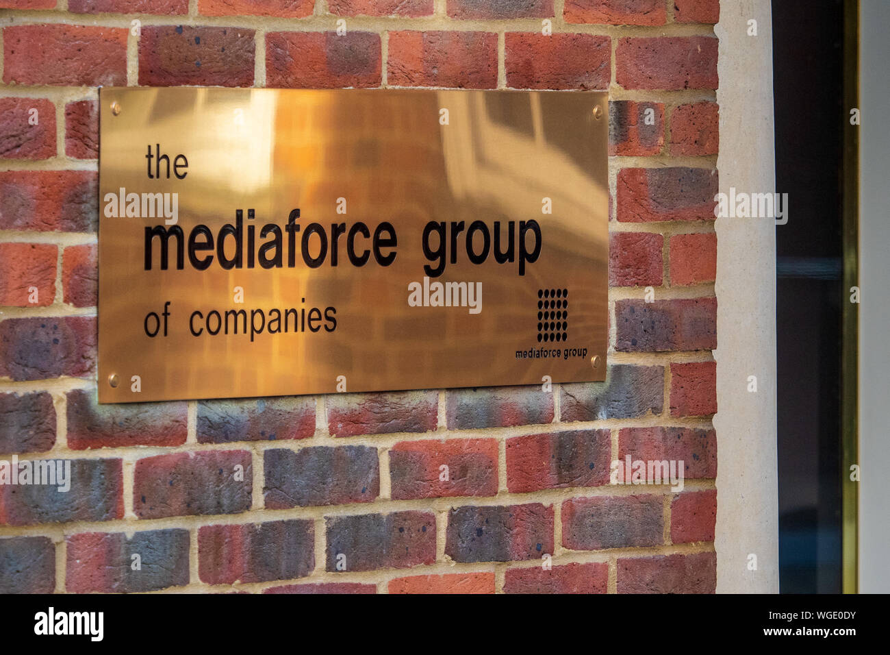 Le siège du groupe à la poudre Mediaforce Square, au centre de Londres Banque D'Images