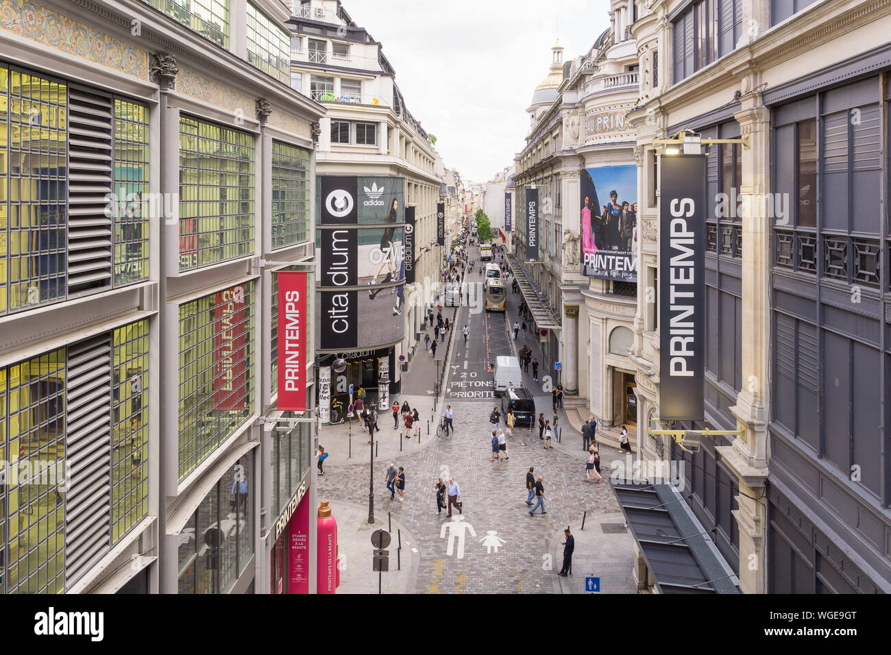 Printemps Paris - Vue depuis le grand magasin Le Printemps dans le 9ème arrondissement de Paris, France, Europe. Banque D'Images
