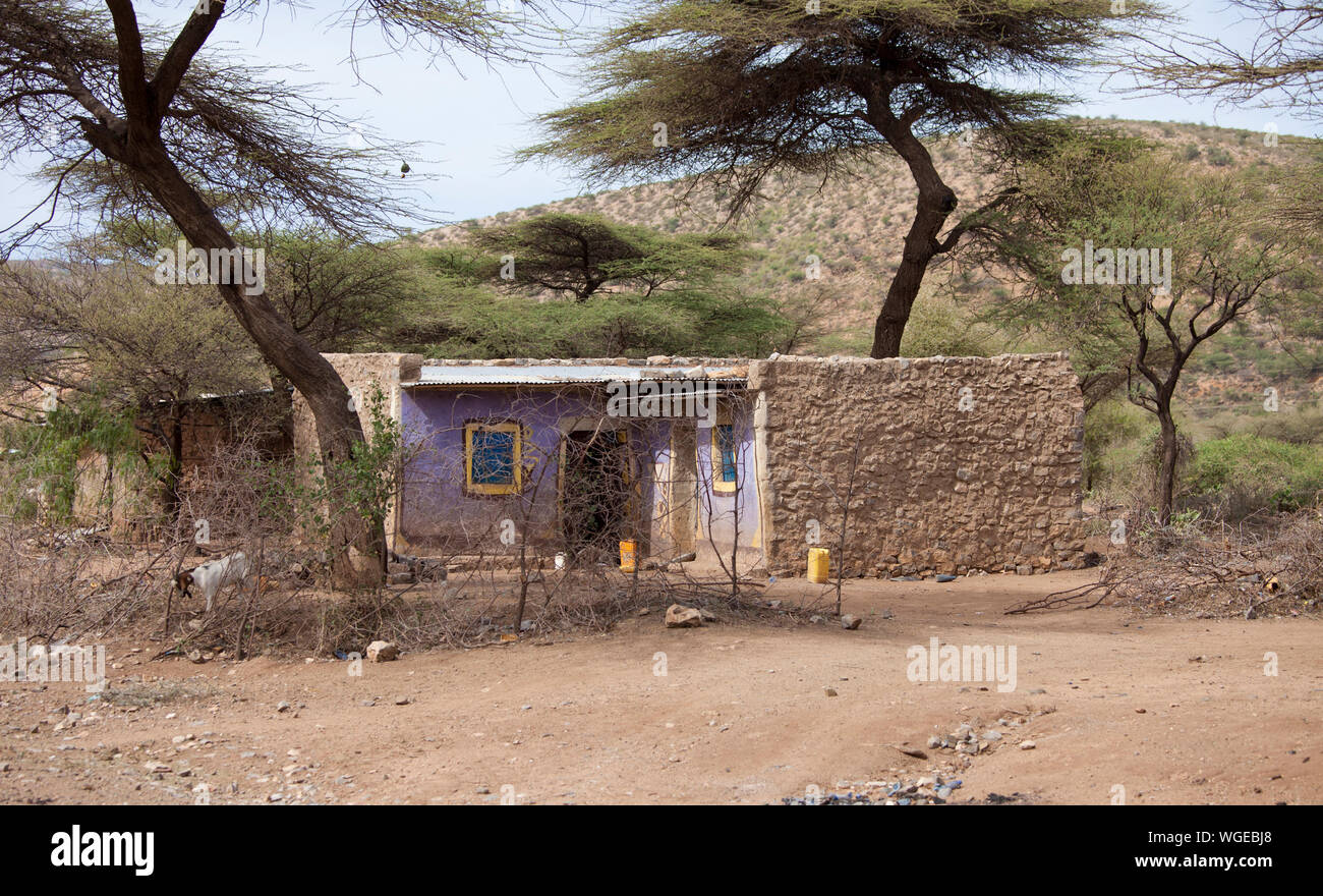 Accueil simple dans le désert de l'Est de l'Éthiopie, près de la Somalie Banque D'Images