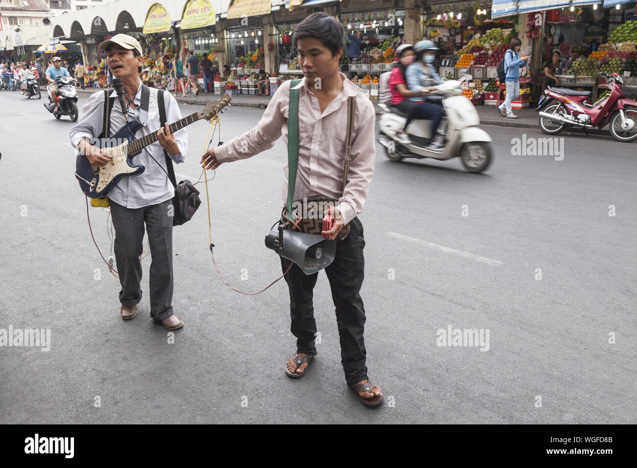 Chanteur aveugle au Vietnam Banque D'Images