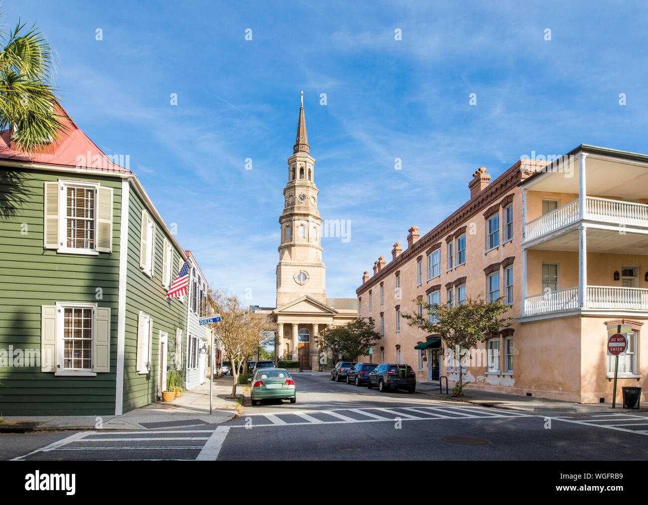 Rues historiques et l'église St Philips à Charleston, Caroline du Sud Banque D'Images Rues historiques et l'église St Philips à Charleston, Caroline du Sud Banque D'Images