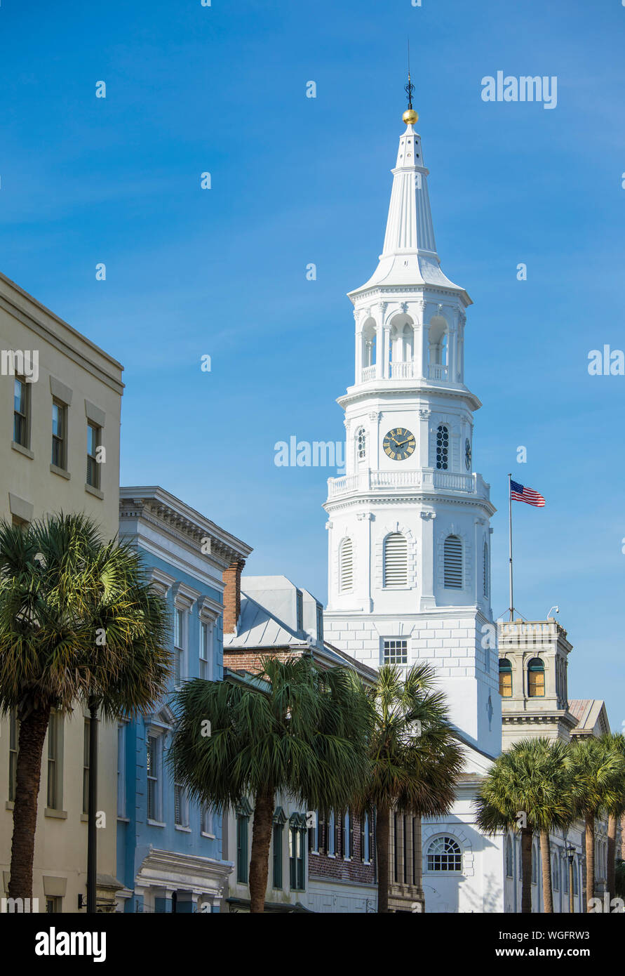 Centre-ville de Charleston, Caroline du Sud et St Michael's Church Banque D'Images Centre-ville de Charleston, Caroline du Sud et St Michael's Church Banque D'Images