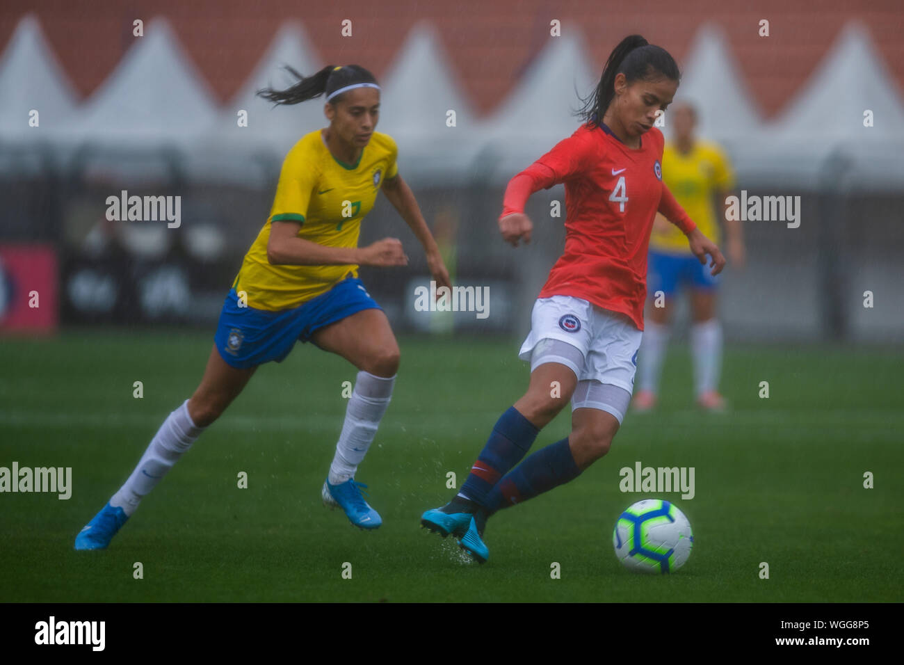 SÃO PAULO, SP - 01.09.2019 : BRÉSIL X CHILI - Andressa Alves différend match du match. (Photo : Van Campos/Fotoarena) Banque D'Images