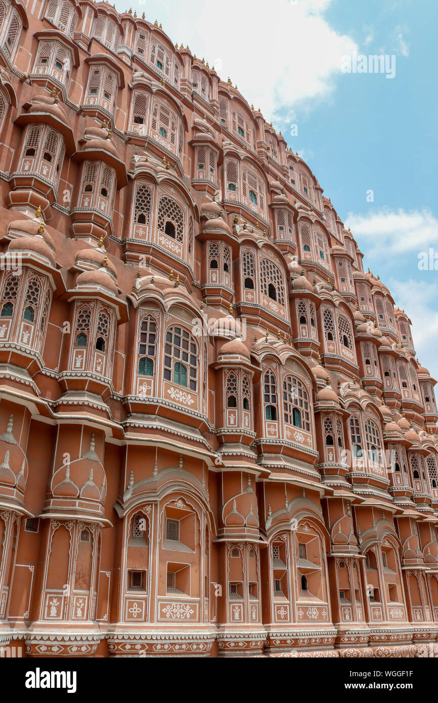 Le palais des vents, le Hawa Mahal, ville rose de Jaipur, Rajasthan, Inde Banque D'Images