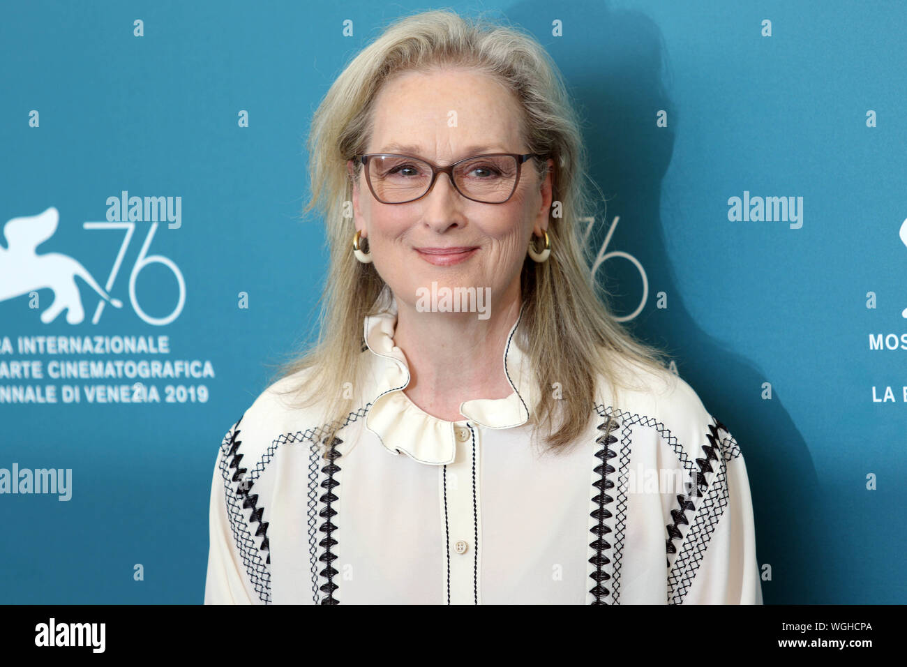 L'Italie, Lido di Venezia, 1 septembre 2019 : Meryl Streep au photocall de "La laverie", directeur Steven Soderbergh. 76e Festival du Film de Venise Banque D'Images