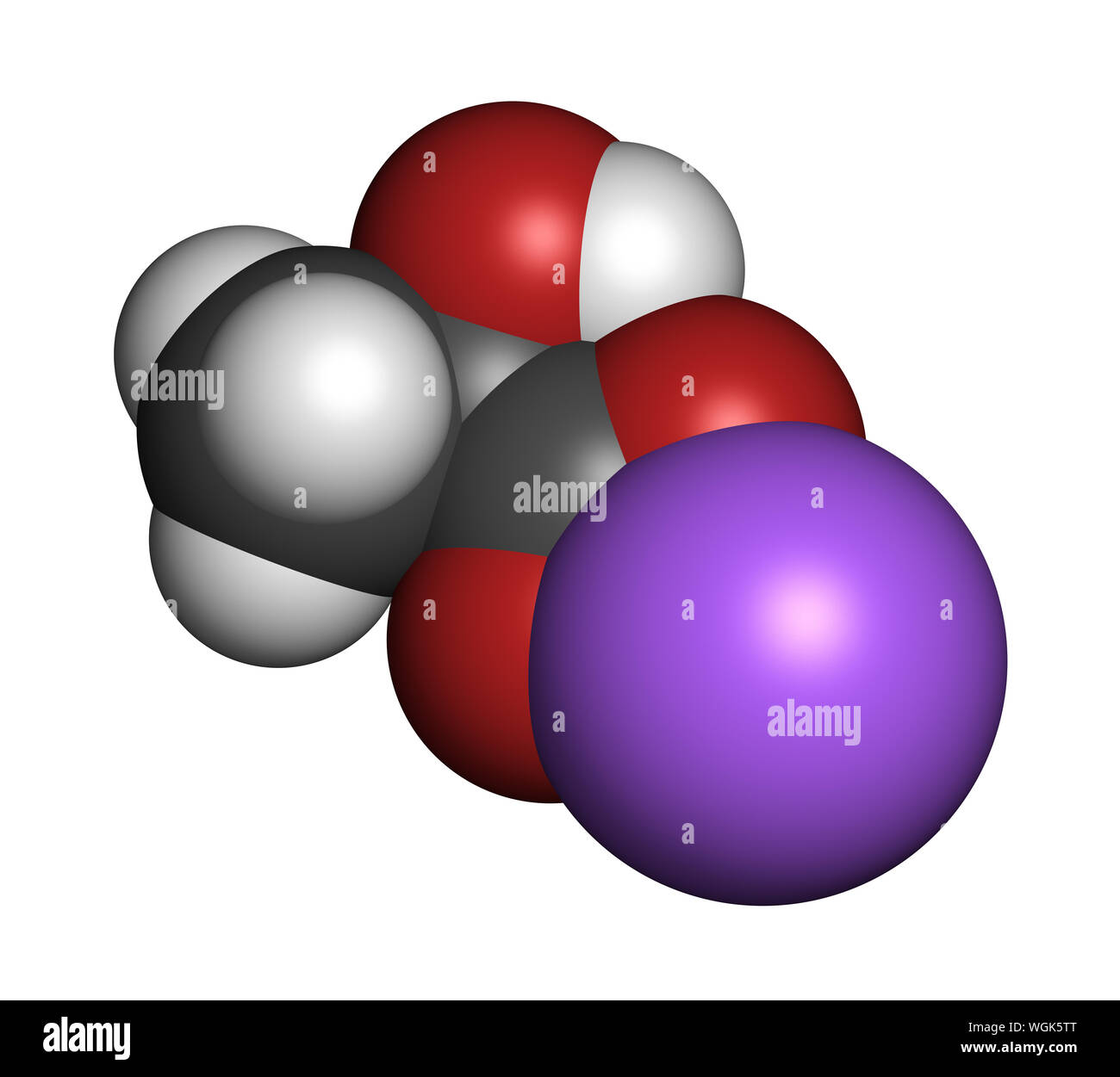 Le lactate de sodium, la structure chimique. Le rendu 3D. Les atomes sont représentés comme des sphères classiques avec codage couleur : blanc (hydrogène), carbone (gris), ox Banque D'Images