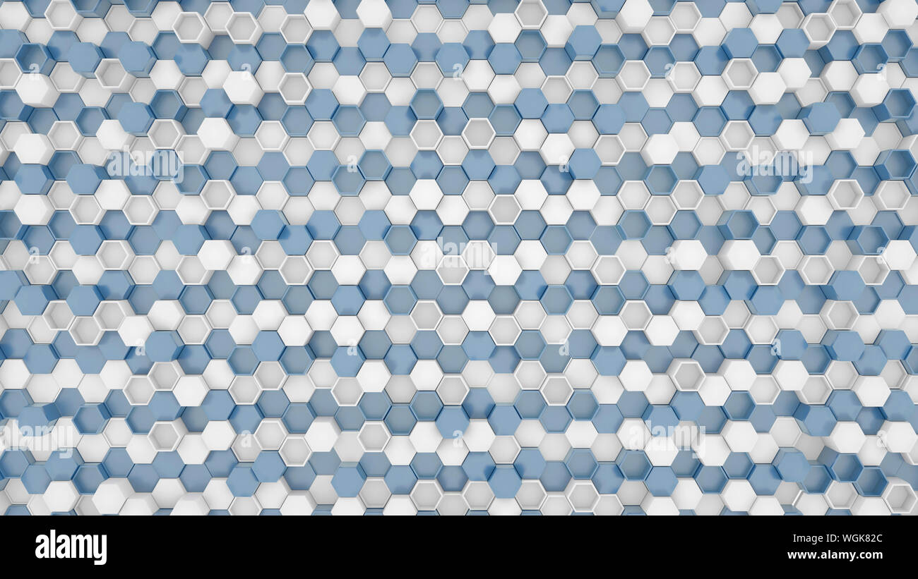 Résumé fond Nid d'Hexagon, style moderne. Bleu, Blanc - 3D Illustration Banque D'Images