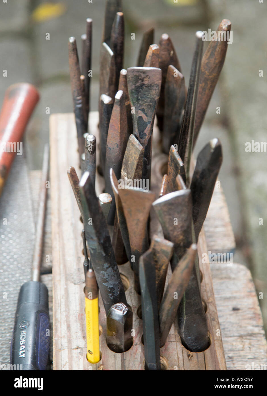 Outils de forgeron au musée Hopper Goetschius du New Jersey Banque D'Images