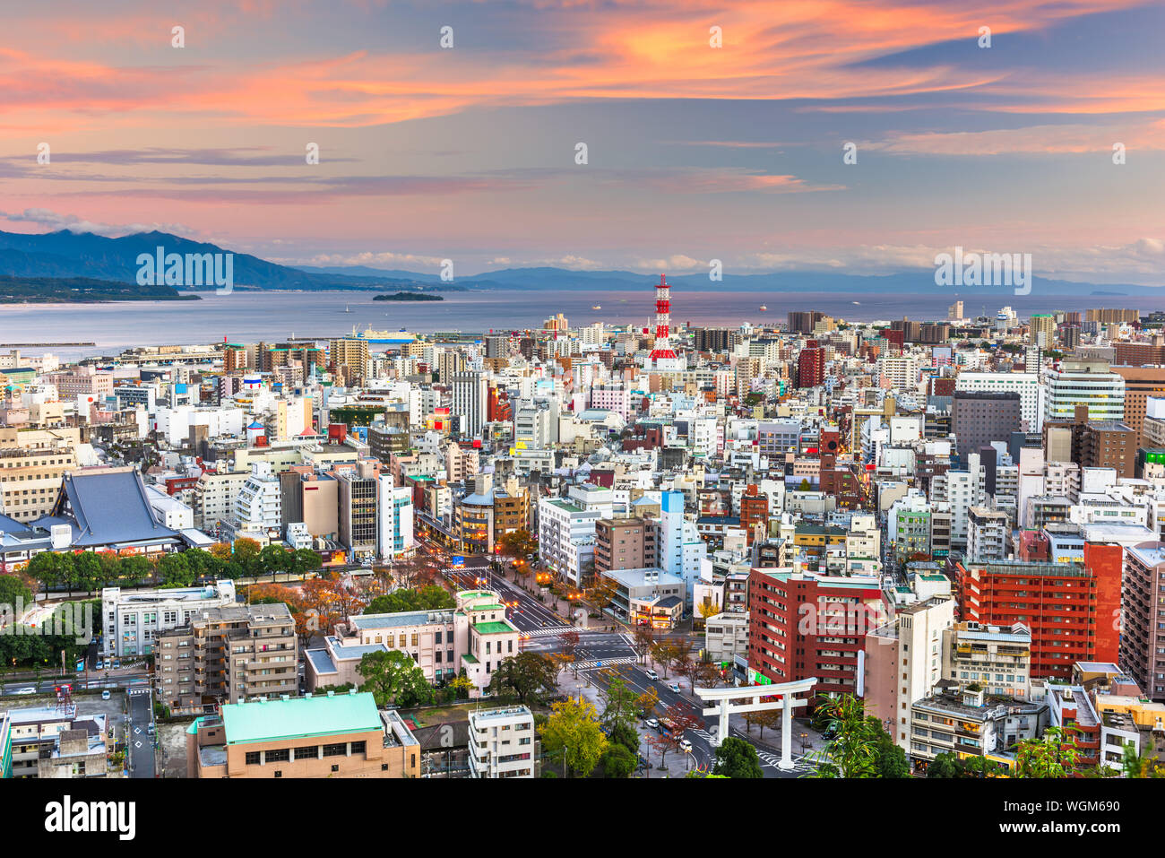Kagoshima, Japon cityscape at Dusk. Banque D'Images