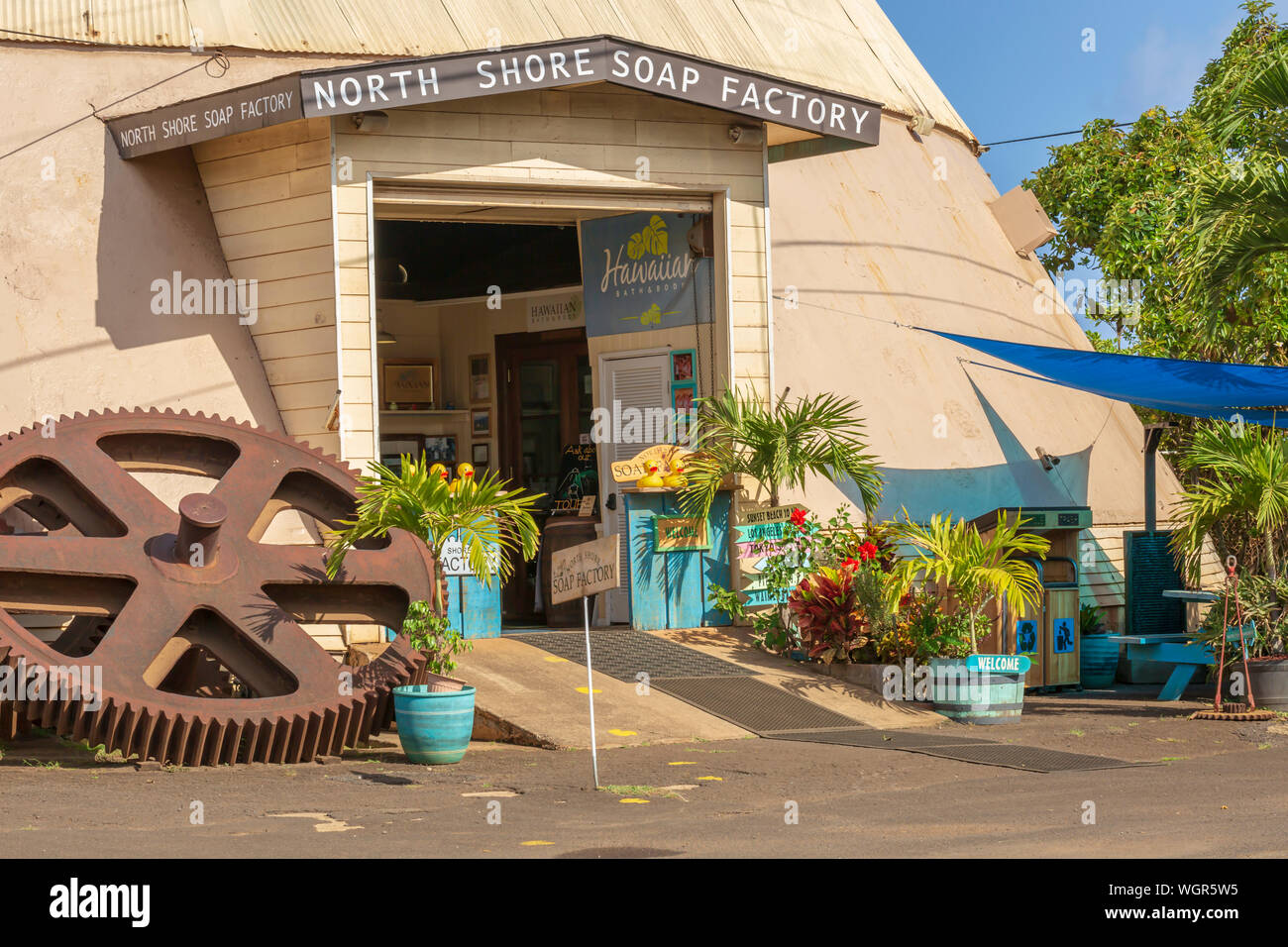North Shore d'Oahu Hawaii entrée de l'usine de savon Banque D'Images
