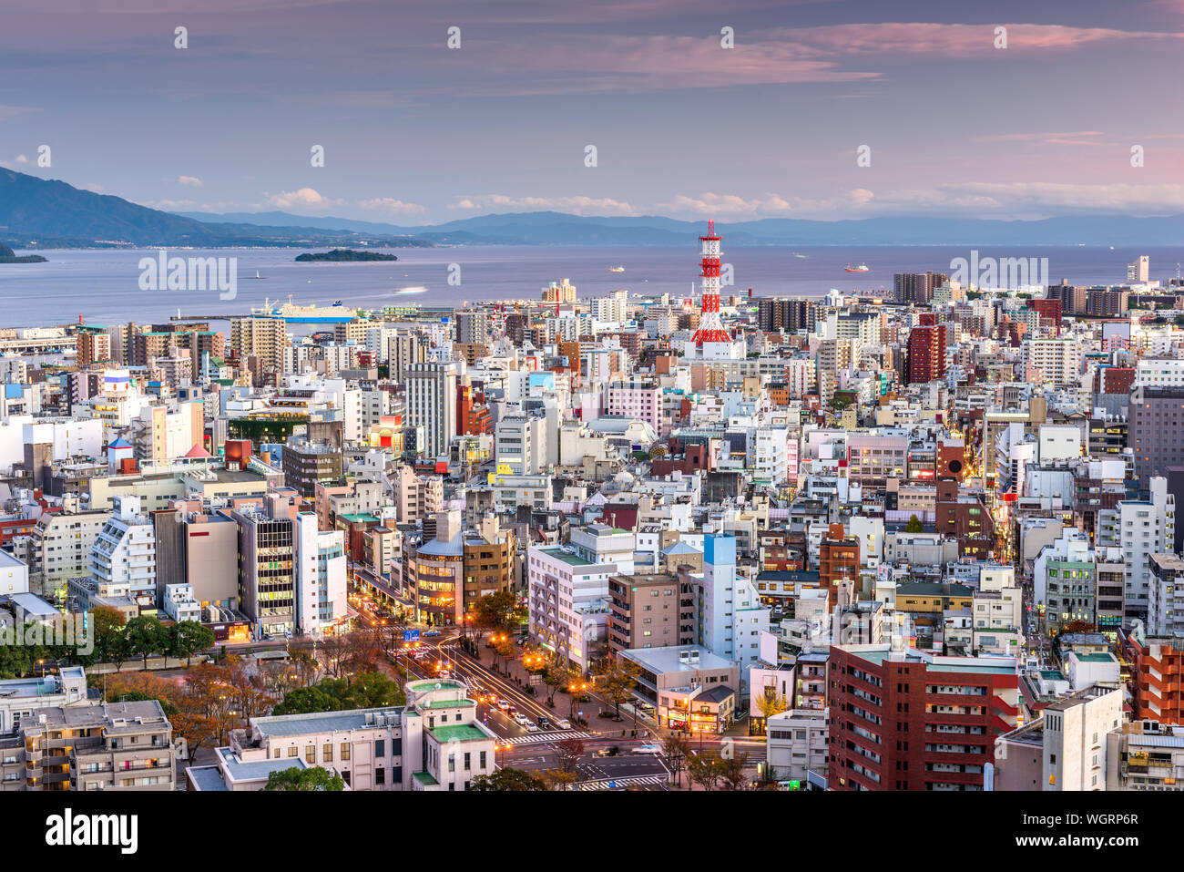 Kagoshima, Japon cityscape at Dusk. Banque D'Images
