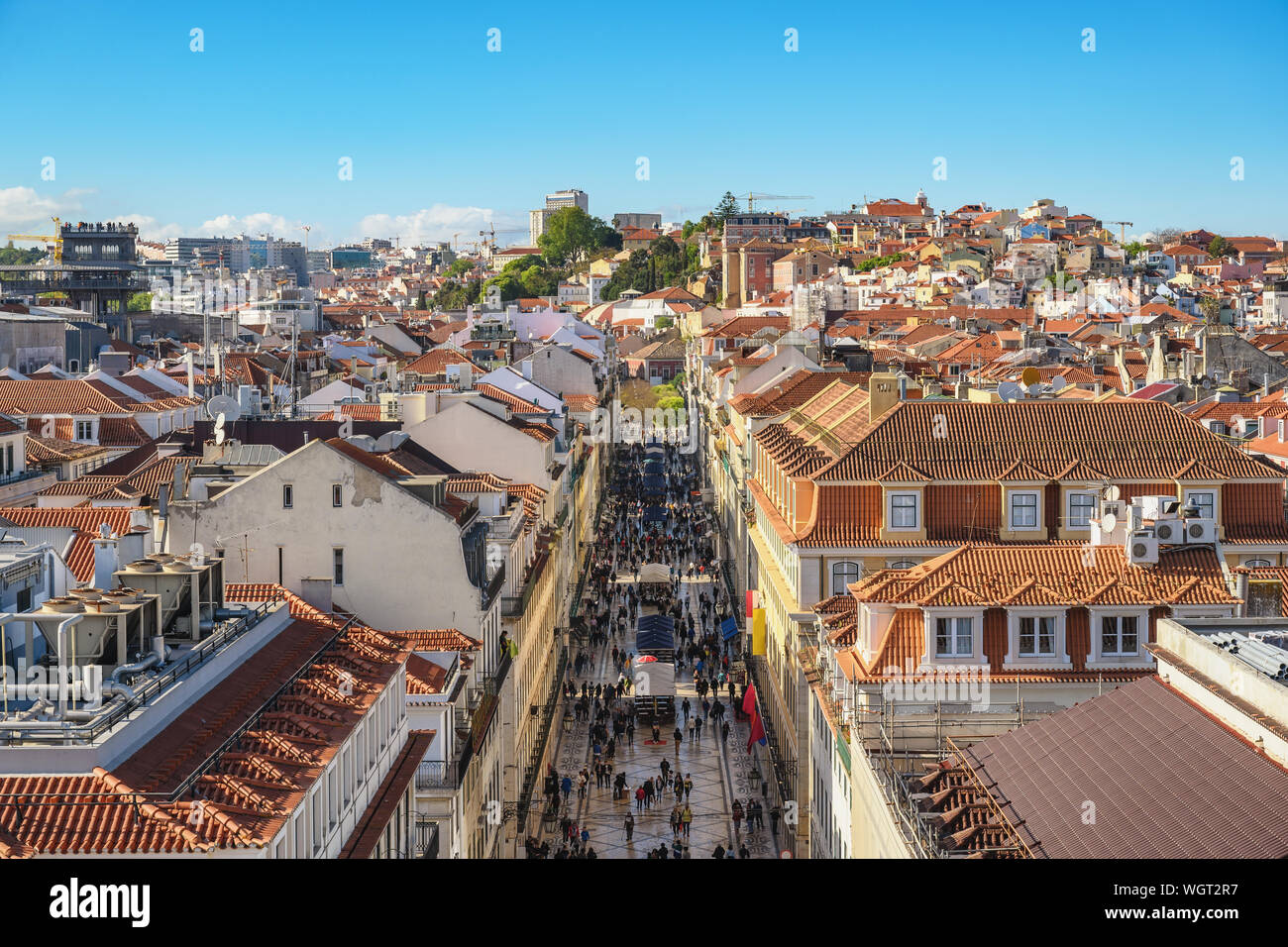 Lisbonne Portugal vue aérienne sur la ville à la rue Augusta Banque D'Images