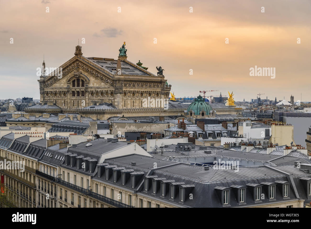 Paris France vue aérienne sur la ville à l'Opéra de Paris Banque D'Images