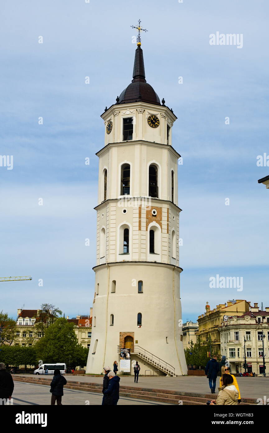 Clocher de la place de la cathédrale, Vilnius, Lituanie Banque D'Images