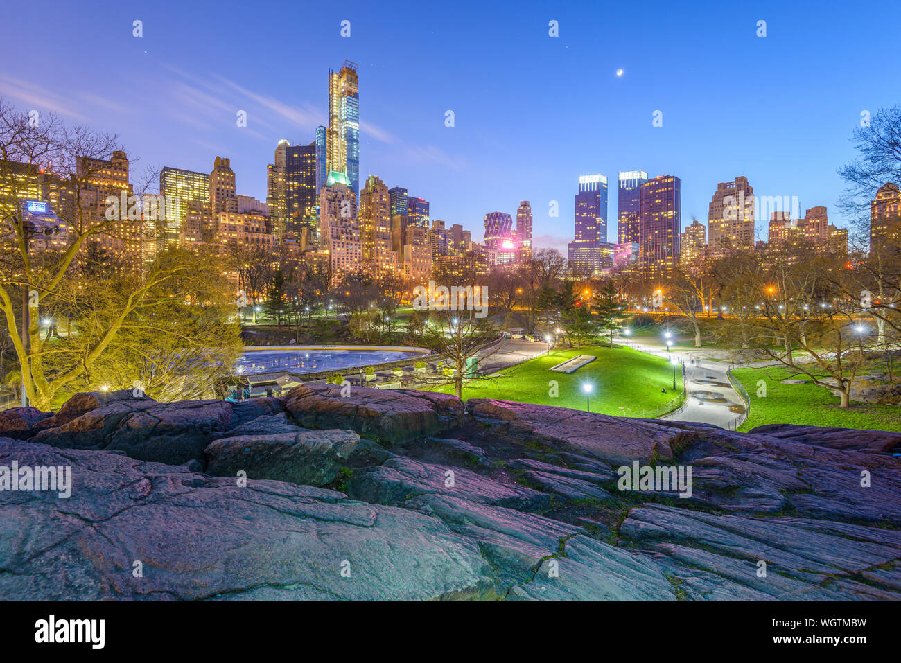 New York Ville paysage urbain vue de Central Park. Banque D'Images