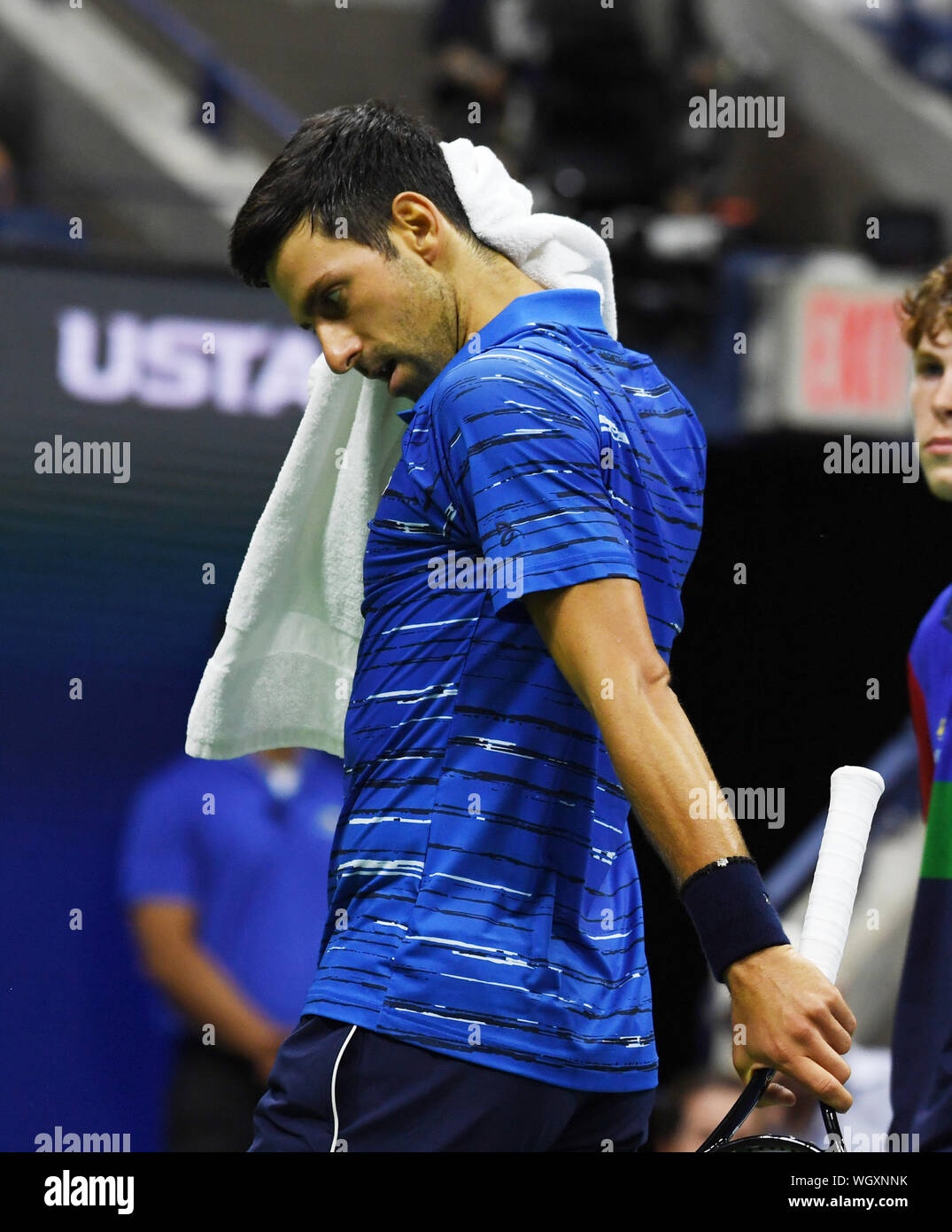 New York, USA. 06Th Sep 2019. Flushing Meadows New York US Open Tennis Jour 5 01/09/2019 Champion en titre de l'US Open, Novak Djokovic prend sa retraite Crédit : Roger Parker/Alamy Live News Banque D'Images