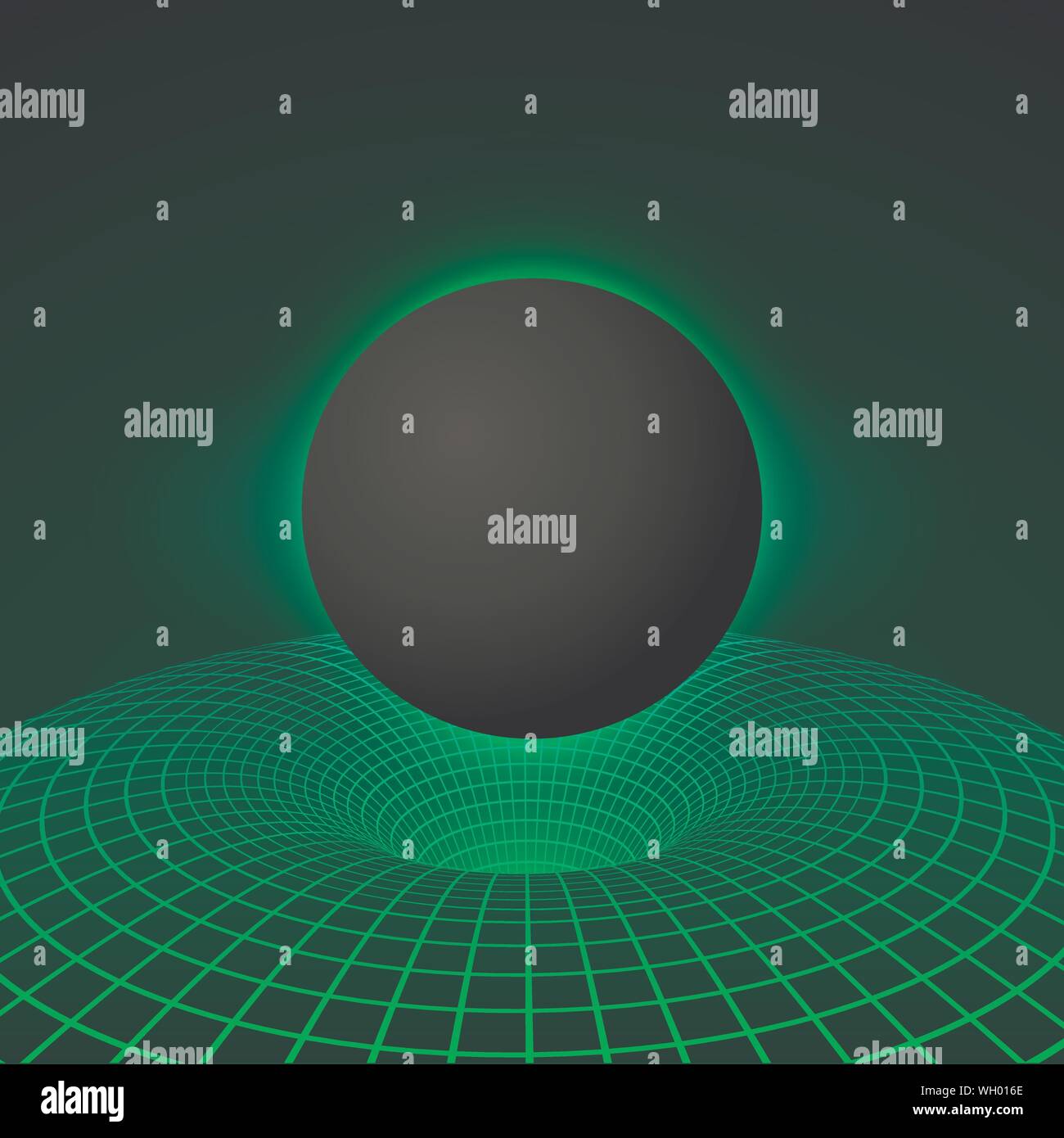 Visualisation numérique trou noir. Physique - phénomène de trou noir anormales. Singularité et event horizon - warp l'espace et le temps. Vector illustration Illustration de Vecteur