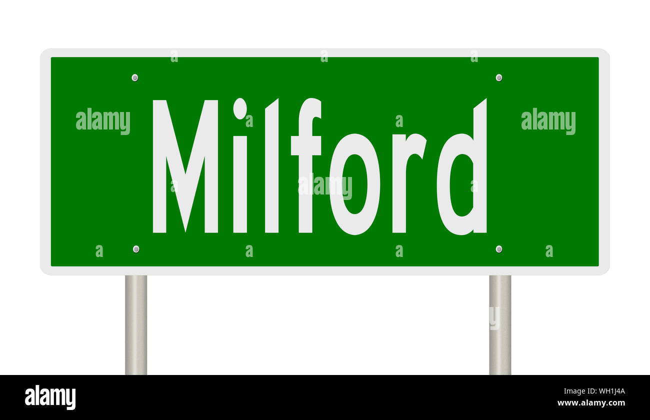 Rendu d'une autoroute verte signe pour Milford New Hampshire Banque D'Images