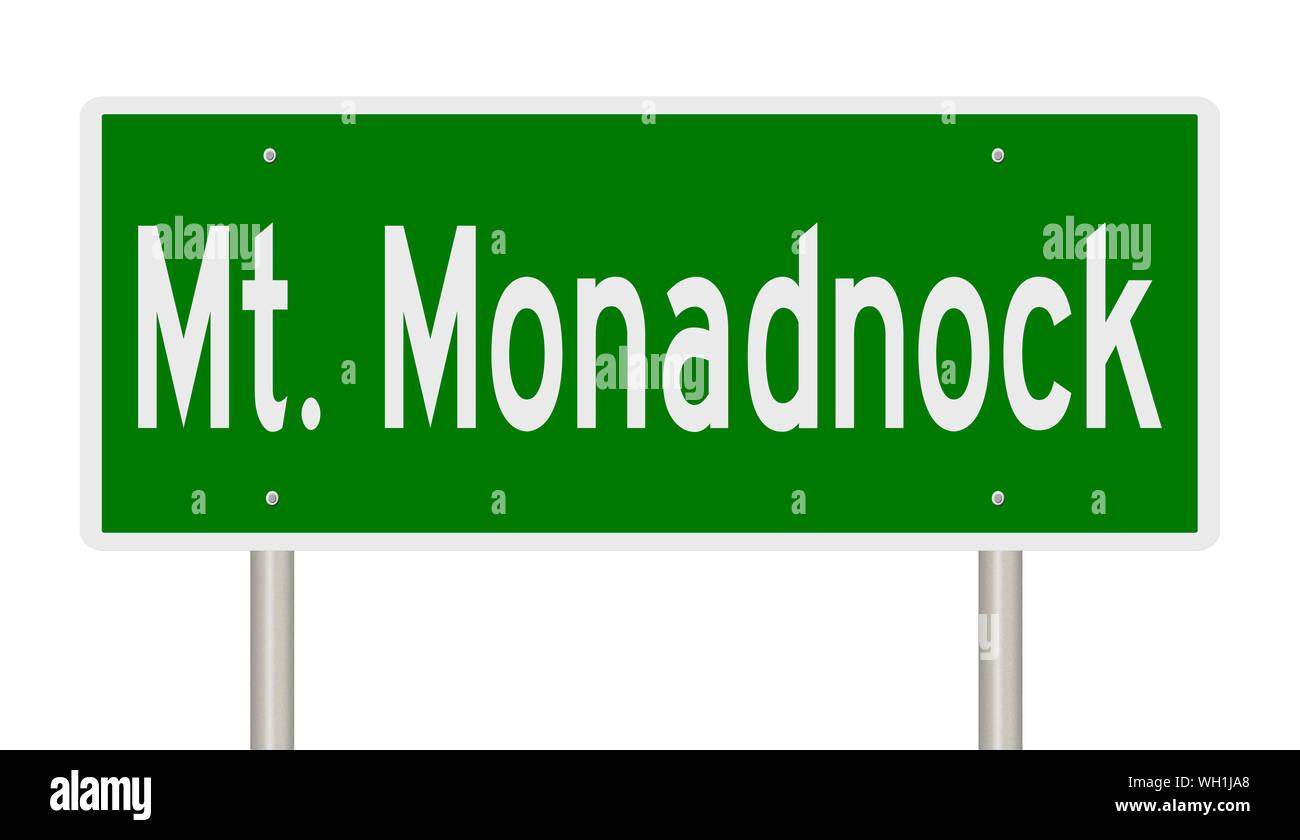 Rendu d'un panneau routier vert pour Mt. Monadnock New Hampshire Banque D'Images