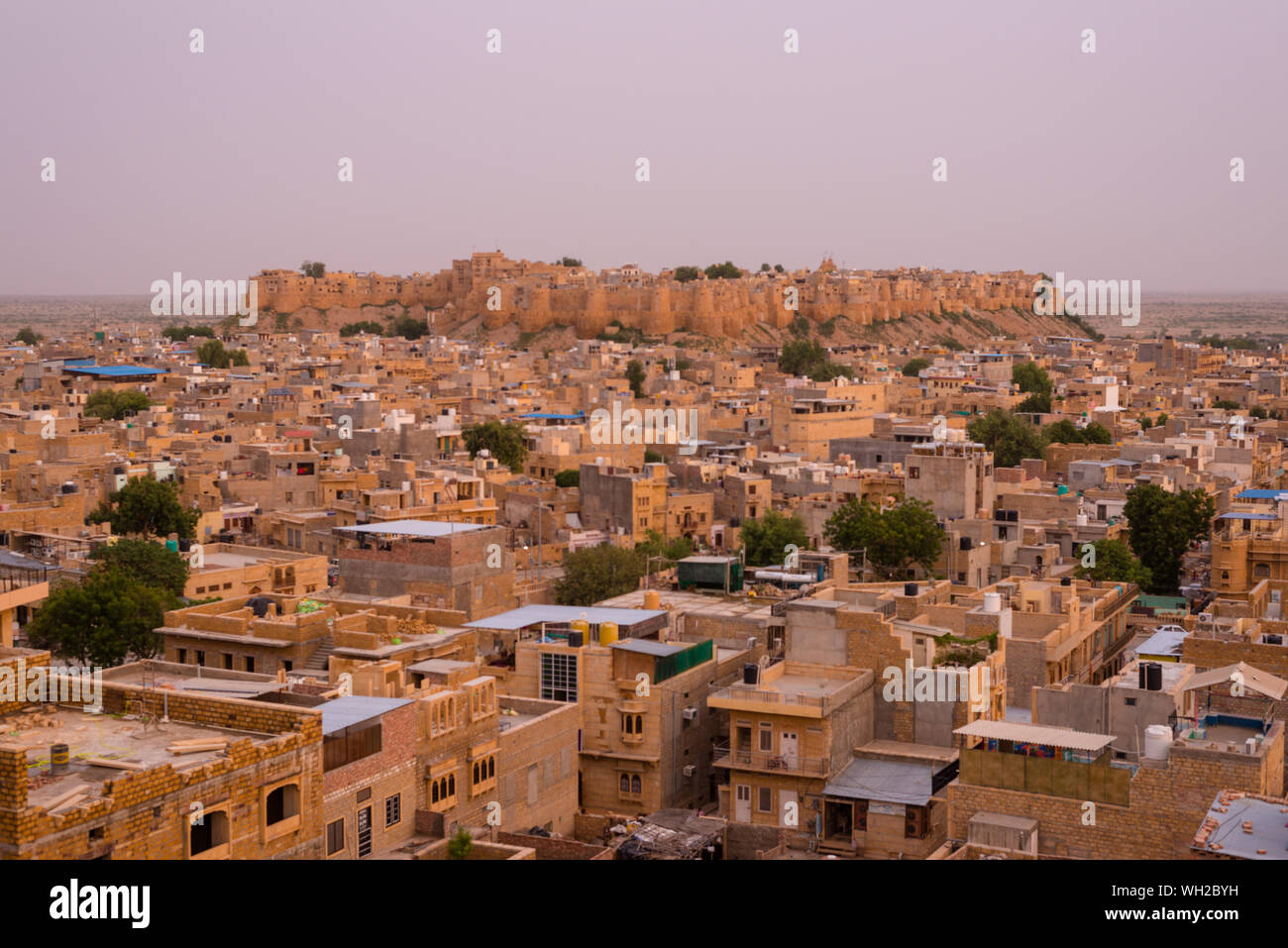 Coucher du soleil à Golden City Jaisalmer au Rajasthan - Banque D'Images