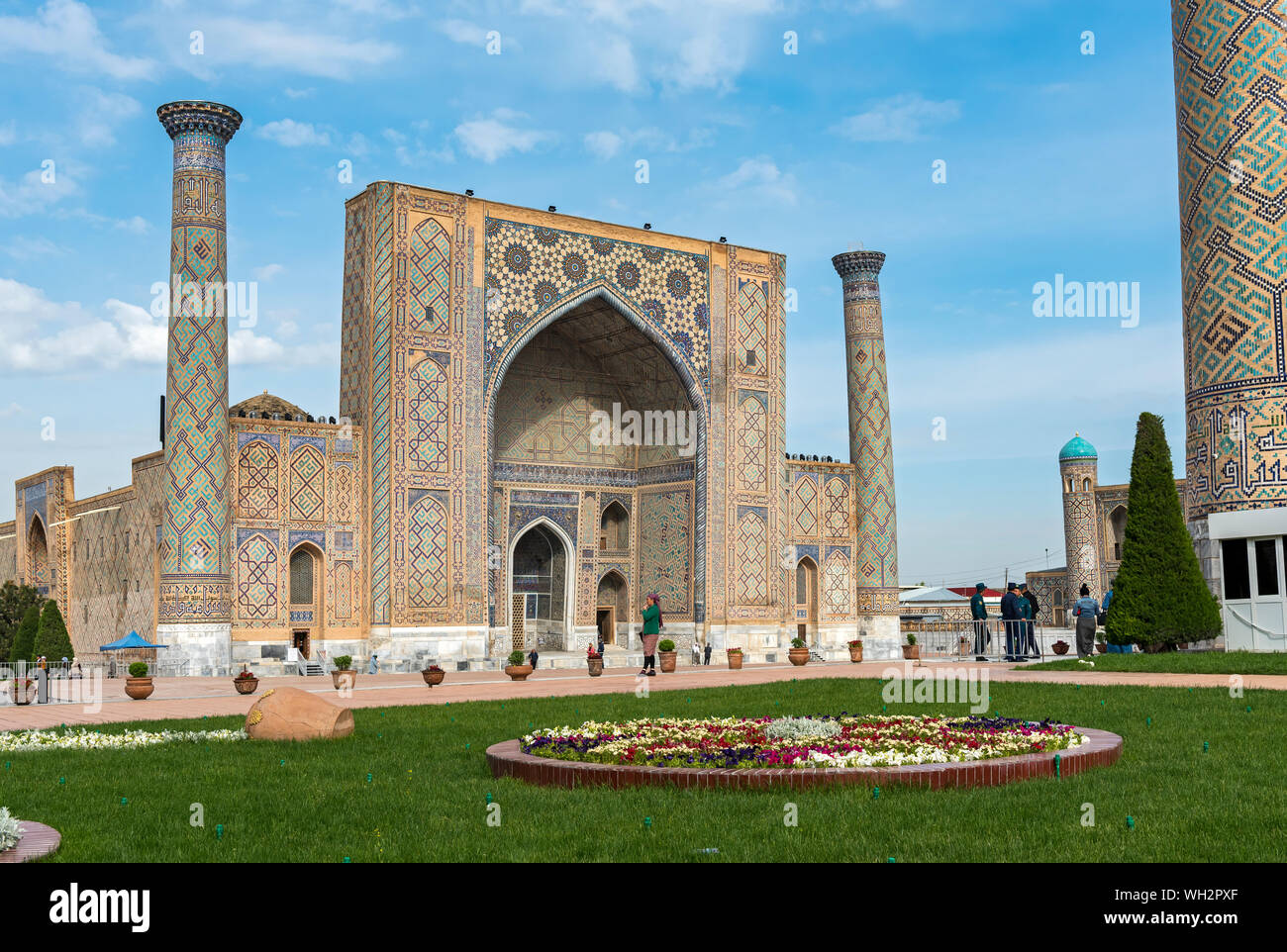 Ulugbek Madrasah Medressa (Ulugh Beg), la place du Registan, Samarkand, Ouzbékistan Banque D'Images