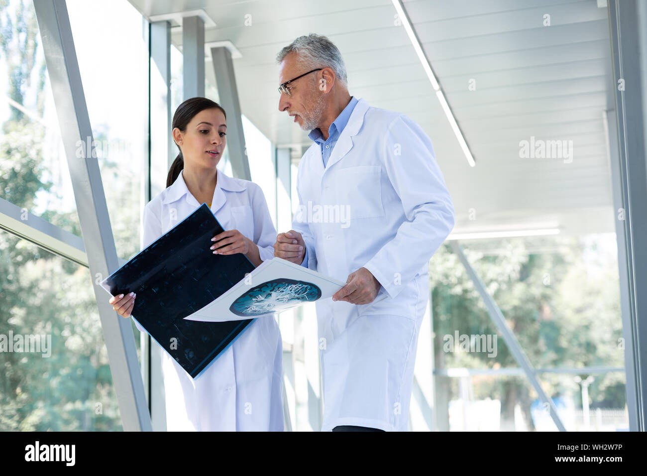 Assistant extraordinaire holding X-ray in les deux mains Banque D'Images