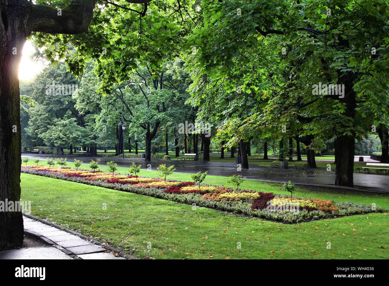 Varsovie, Pologne. Célèbre parc Saski et jardins (Ogrod Saski). Banque D'Images