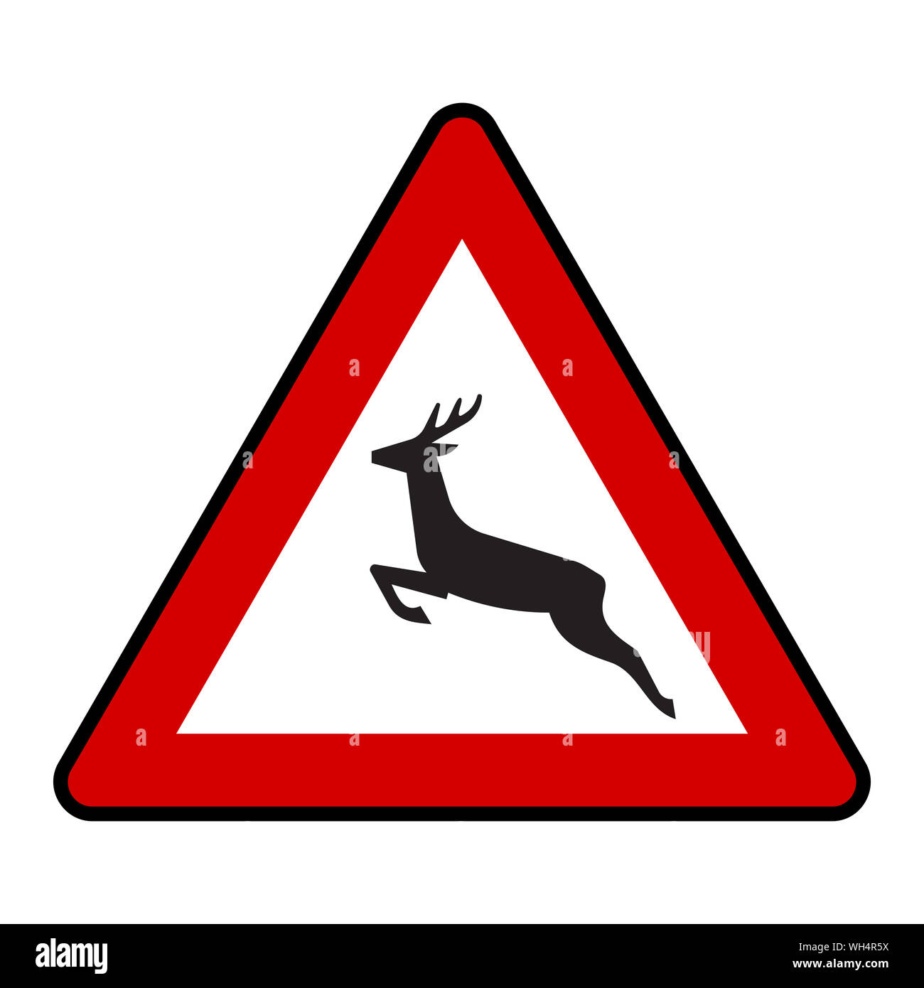 Panneau de circulation - Wild animal crossing road symbole en triangle rouge. Grande étiquette pour imprimer, etc. Banque D'Images