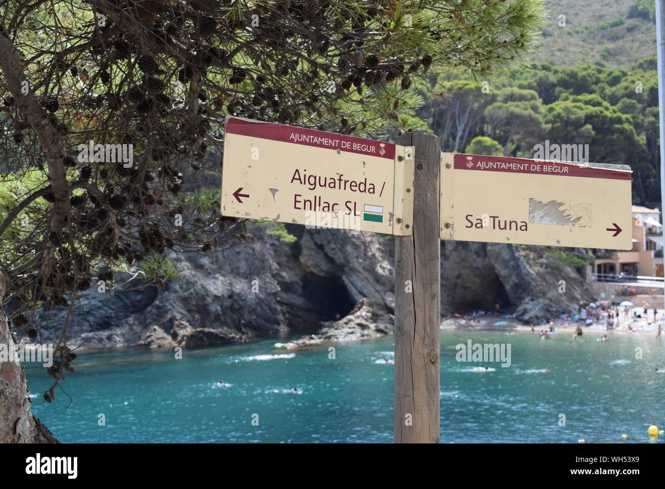 Signal à Aiguafreda ou Begur dans Sa Tuna (Costa) Btava Banque D'Images