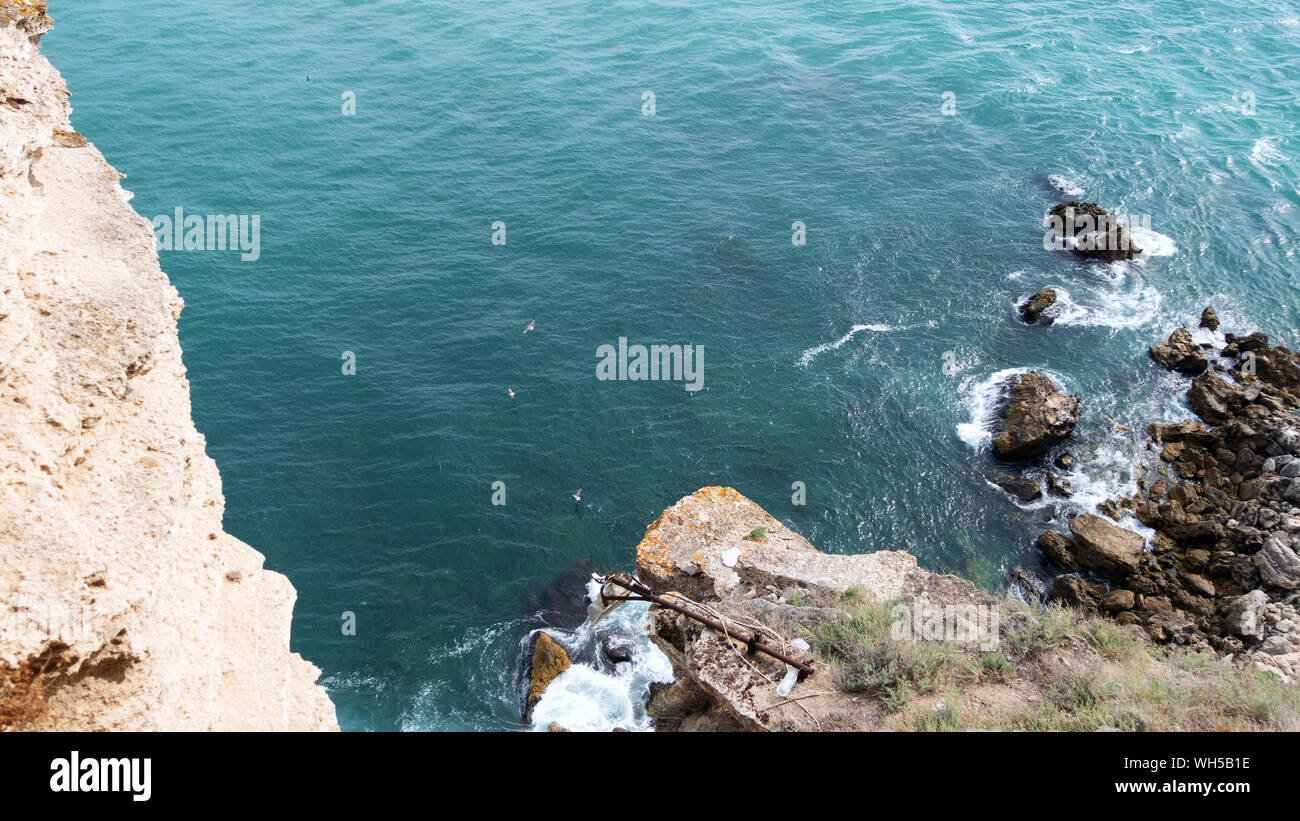 Vue sur la mer Noire de cap Kaliakra Banque D'Images