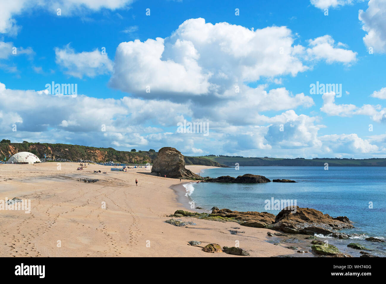 Plage de sable à Carlyon Bay près de st.austell à Cornwall, Angleterre, Grande-Bretagne, Royaume-Uni. Banque D'Images
