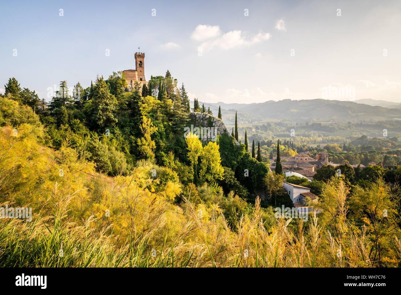 La tour de l'horloge Torre dell'Orologio, Brisighella, Emilia-Romagna, Italie Banque D'Images