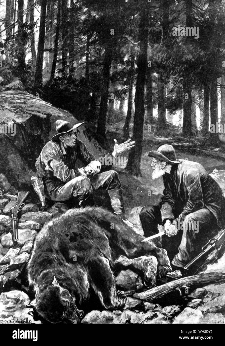 Les chasseurs d'ours dans le Montana. Vainqueurs et vaincus, 1895. Banque D'Images