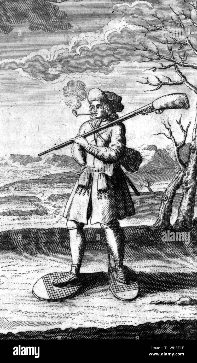 Un Canadien en raquettes, 1772. Banque D'Images