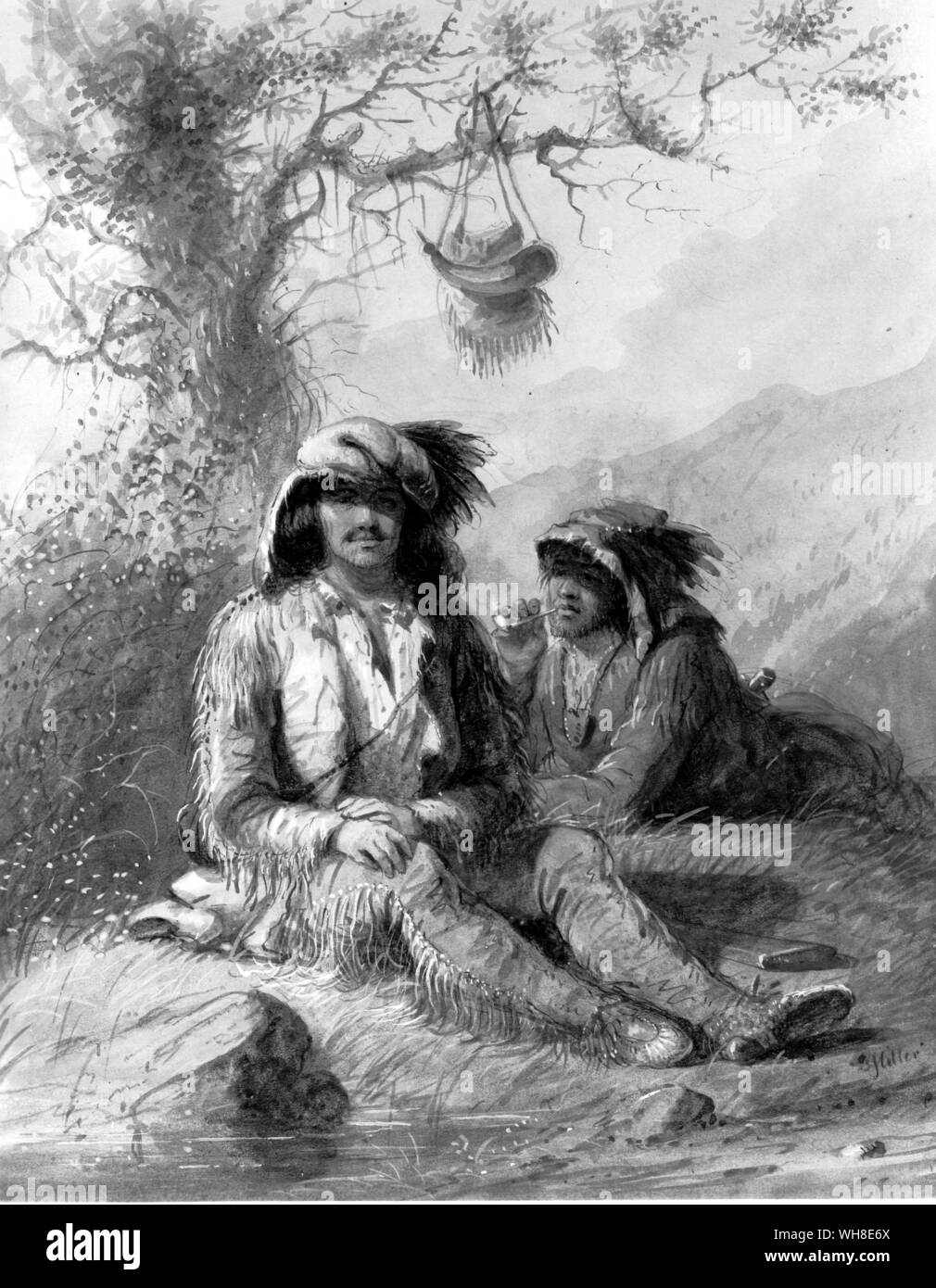 Trappeur d'Amérique du Nord par Alfred Jacob Miller (artiste américain), (1810-1874). Banque D'Images