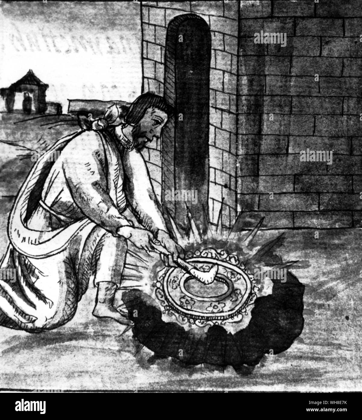 Les Indiens de polissage Goldstone. L'ouverture du monde par David Divine, page 225.. . . Un Indien Goldsmith au travail du polissage Banque D'Images