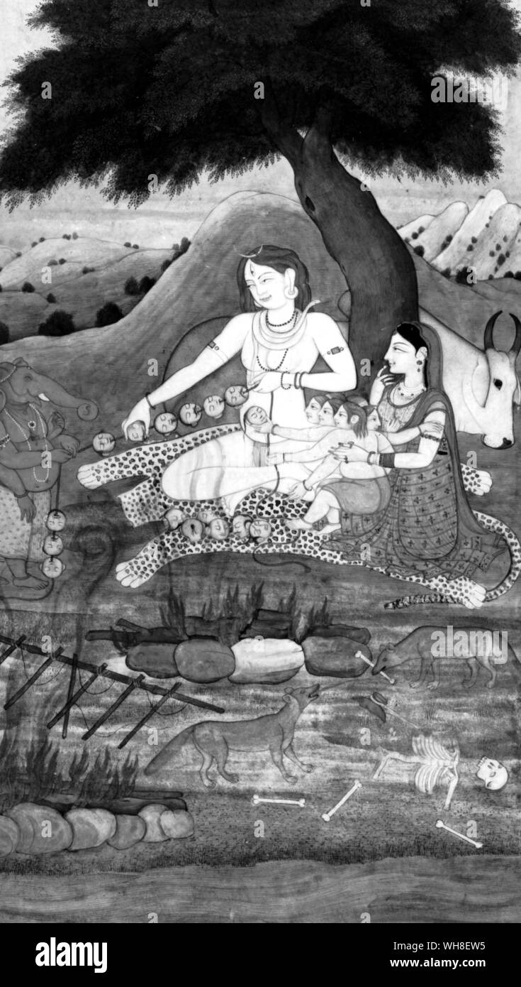 Shiva et son épouse Pavarti. L'aspect destructeur de Shiva comme Bhairava, le joyeux dévoreur. Banque D'Images