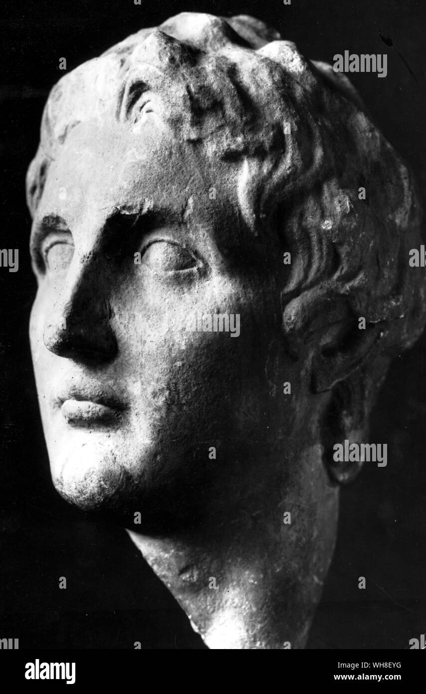 Portrait d'Alexandre le Grand (356 av. J.-C.-323 av. J.-C.), roi de Macédoine 336-323 BC. Il est considéré comme l'un des meilleurs chefs militaires de l'histoire du monde, la conquête de la plupart du monde connu avant sa mort. La nature d'Alexandre, par Mary Renault. Banque D'Images