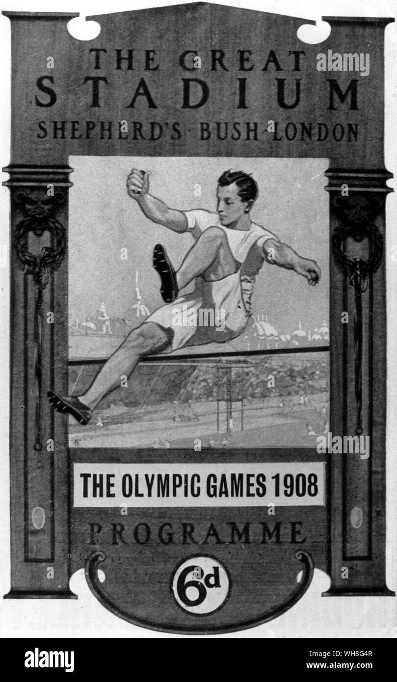 Jeux olympiques, 1908, couverture du programme officiel. Les Jeux Olympiques à la page 31. Banque D'Images