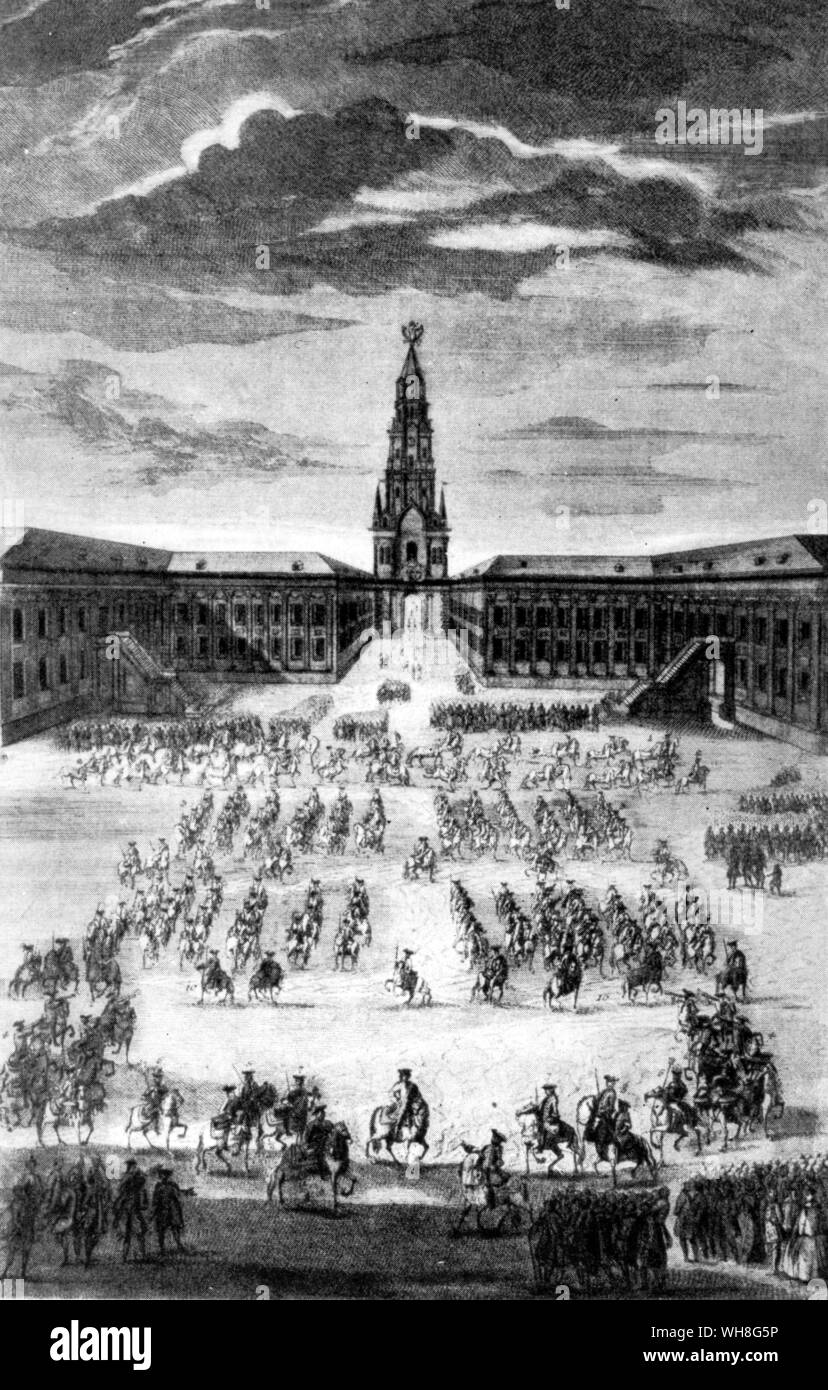 La Procession du couronnement d'Elizabeth Petrovna (1709-62), l'impératrice de Russie. Les Romanov par Virginia Cowles, page 68. Banque D'Images