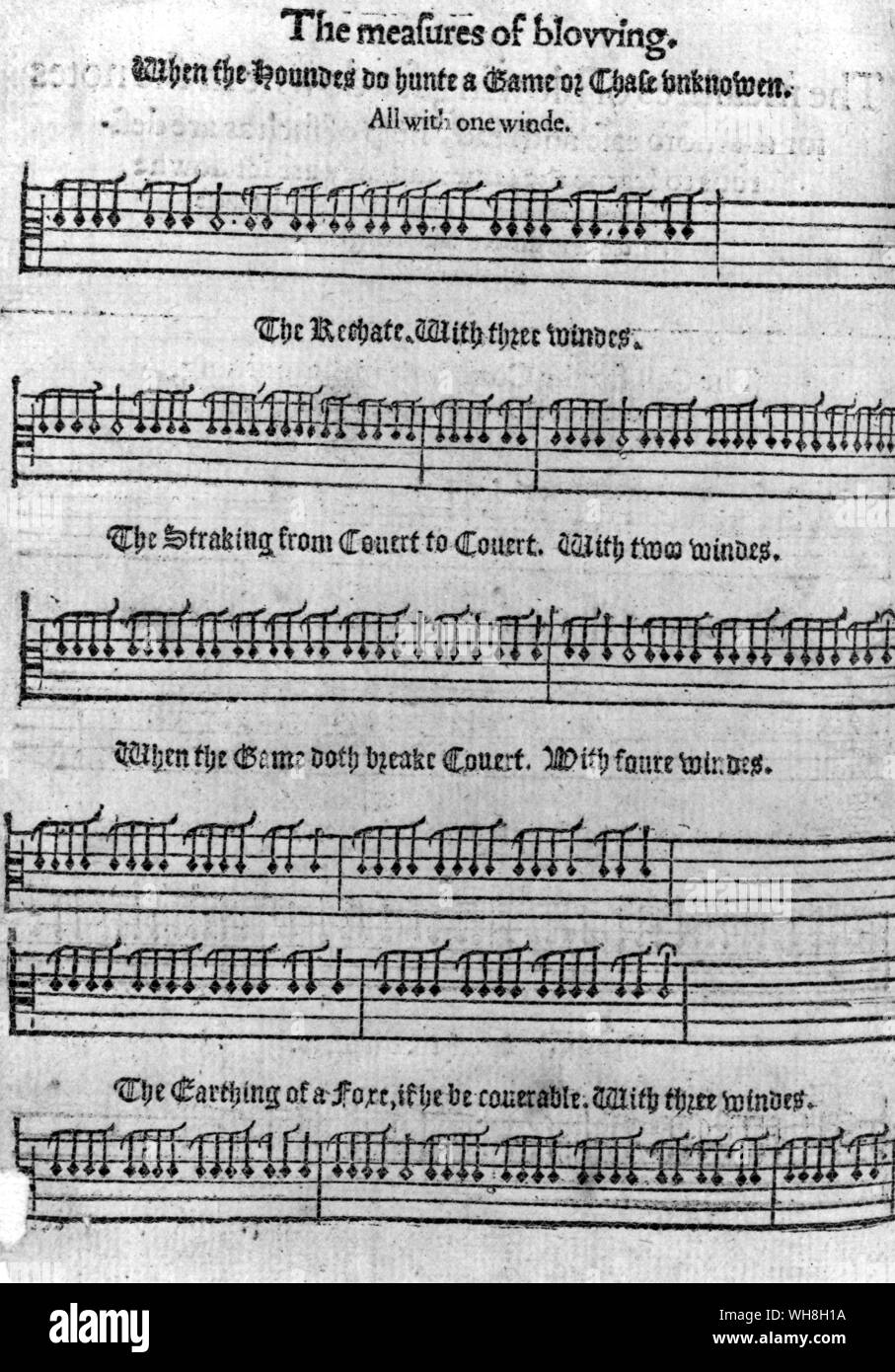 De Musique le cor de chasse est d'origine ancienne. La musique de l'avertisseur sonore a été conçu pour informer le champ ou membres de la chasse. Encyclopédie du cheval à partir de la page 192. Banque D'Images