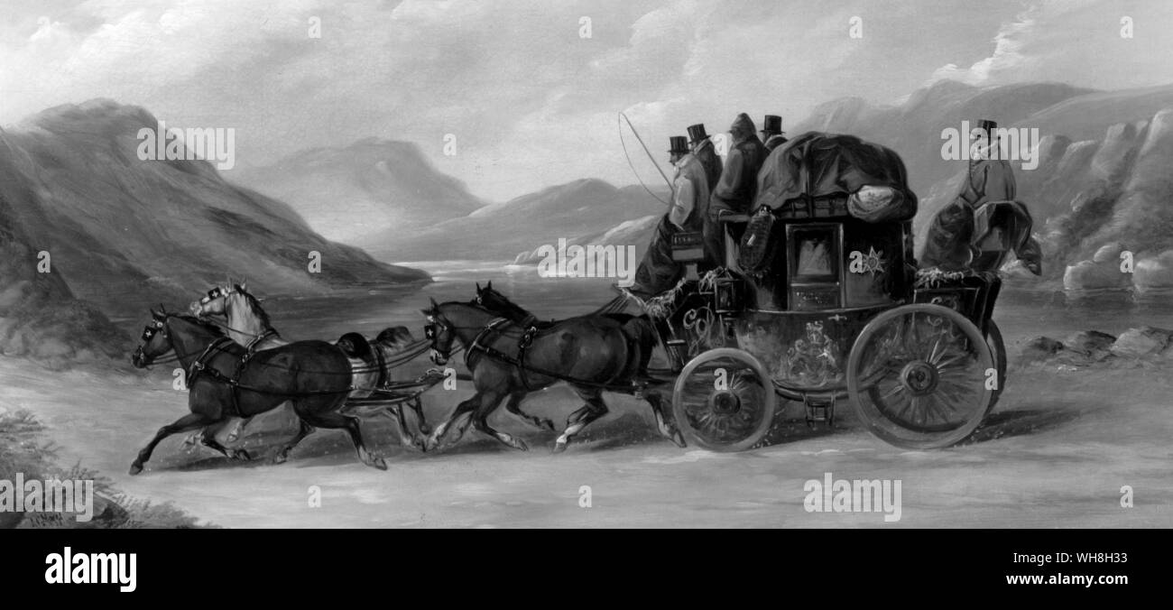 Coaching : l'Edimbourg à Londres, 1856. Encyclopédie du cheval à partir de la page 114. Banque D'Images