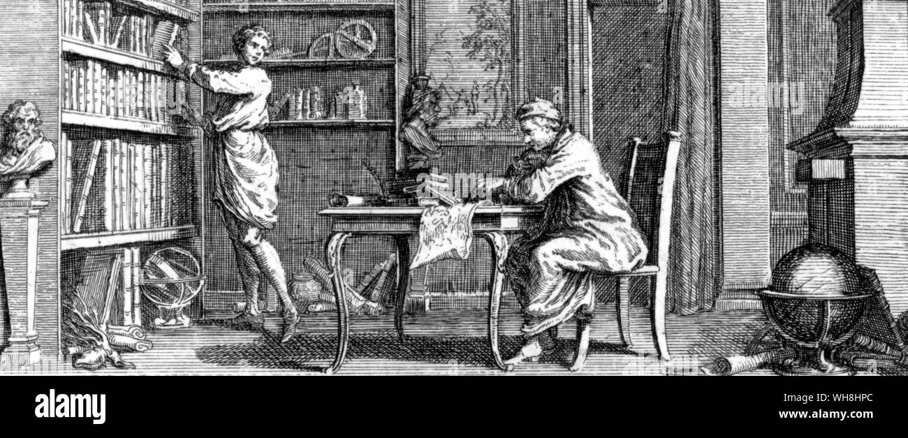 Le Dr Thomas Shaw dans son étude, la première de l'érudits véritablement de passer beaucoup de temps dans la barbarie. Shaw a été aumônier à Tanger et beaucoup voyagé en Tunisie et l'Algérie au cours des années 1720. Plus tard, il a été directeur de St Edmund Hall, à Oxford et professeur de grec à l'université jusqu'à sa mort en 1751. De l'aventure africaine - une histoire de l'Afrique de l'Explorers par Timothy Severin, page 71. Banque D'Images