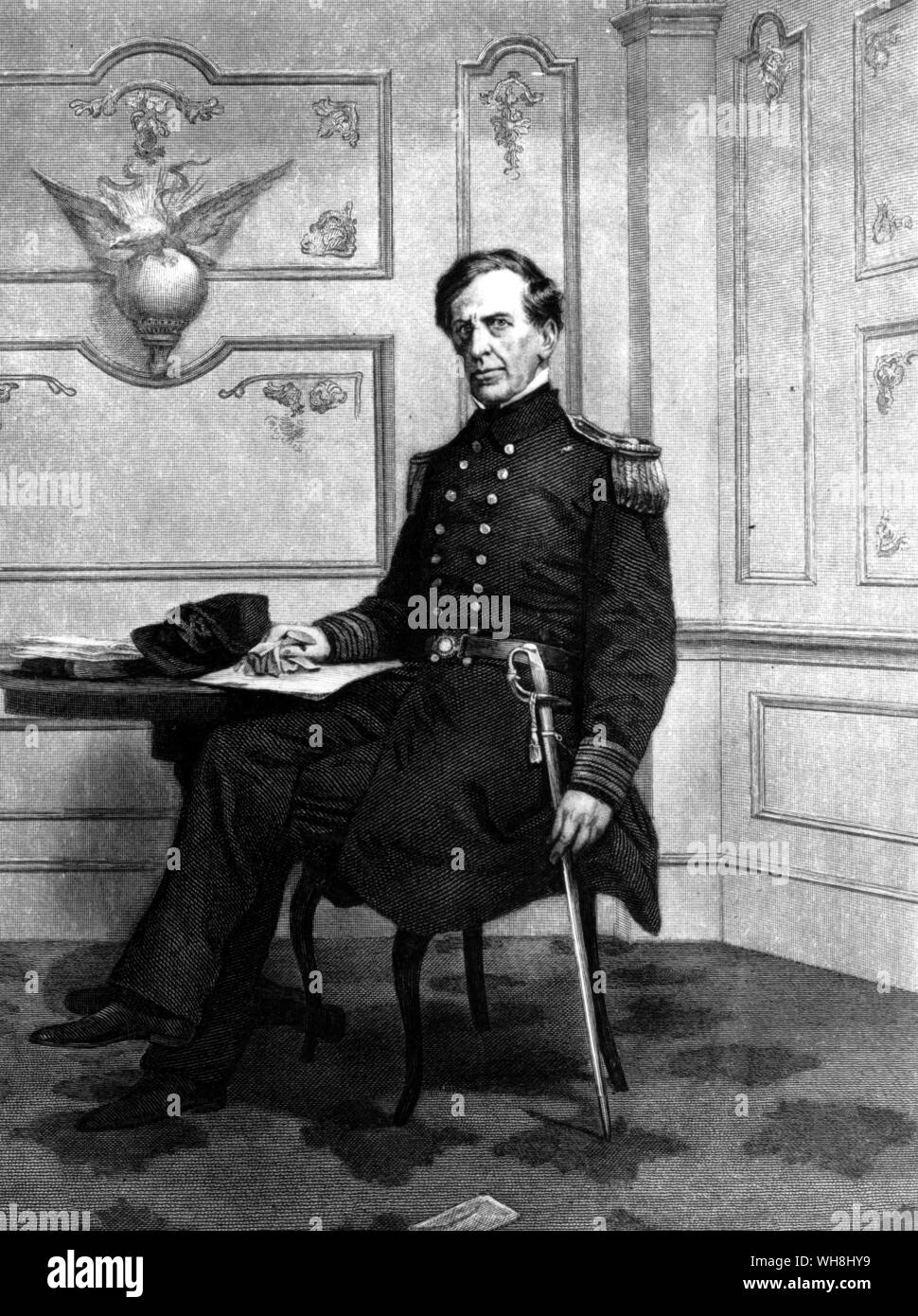 L'antarctique : Gravure d'officier de la Marine américaine Charles Wilkes (1798-1877), par Alonzo Chappel après une photo. Illustration non datée. Le dernier continent par Ian Cameron, page 103. Banque D'Images