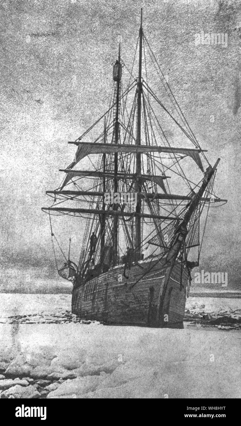 Le Belgica. Construit en 1884 pour la pêche à la baleine, le navire a été acheté par Adrien de Gerlache pour l'expédition Antarctique belge en 1896. Il rebaptisa le navire Belgica et part pour l'Antarctique le 16 août 1897 à Anvers, Belgique. Antarctique : le dernier continent par Ian Cameron, page 134. Banque D'Images