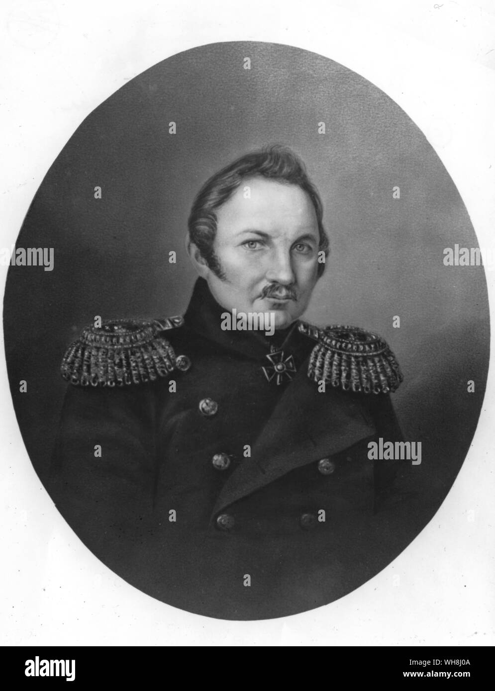 Fabian Gottlieb Thaddeus von Bellingshausen (1778-1852) a servi comme officier de marine de l'Empire russe et commanda la deuxième expédition russe de faire le tour du monde. Au cours de cette expédition Bellingshausen est devenu l'une des trois personnes d'abord voir le continent de l'Antarctique. Antarctique : le dernier continent par Ian Cameron, page 74. Banque D'Images