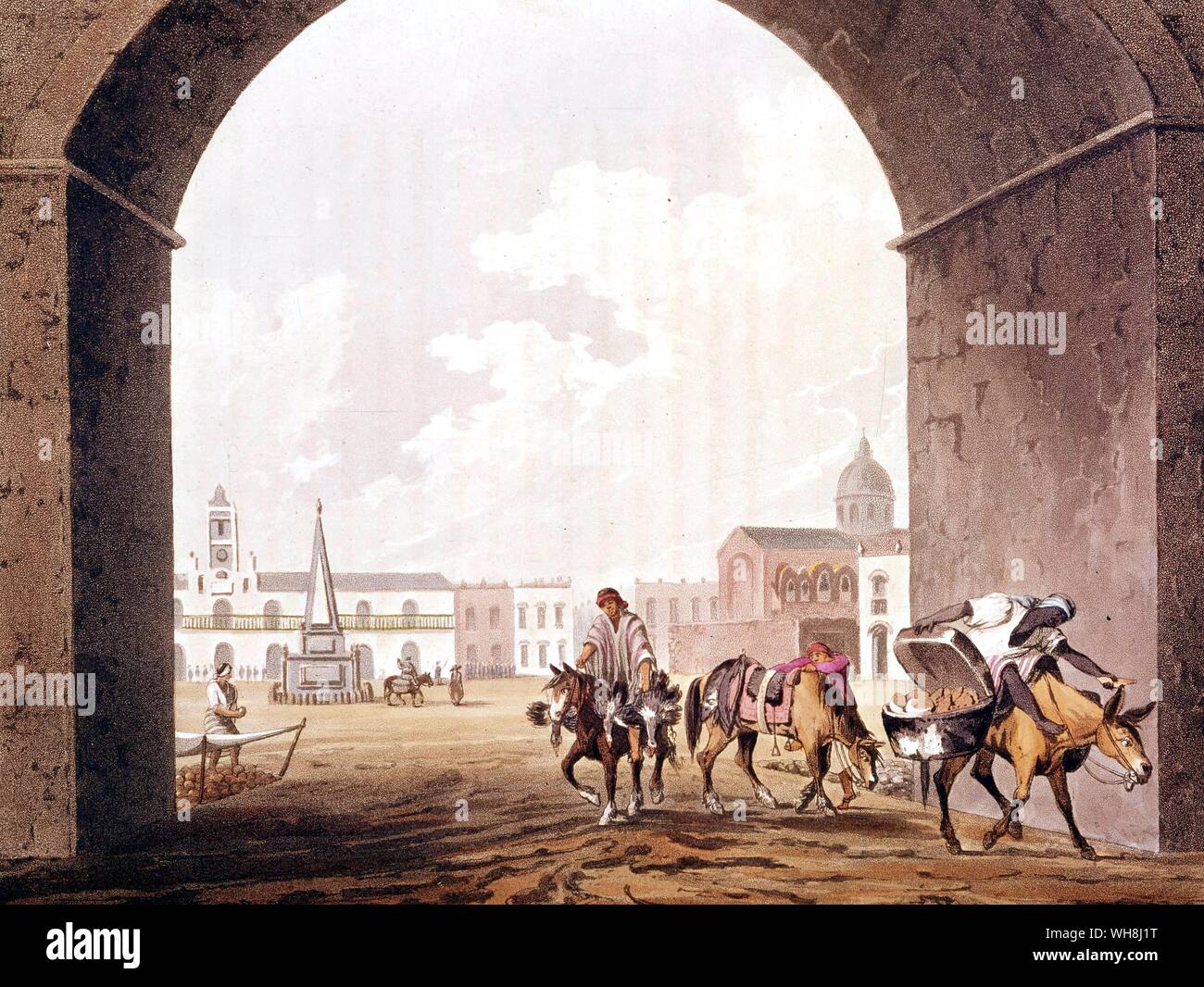 La place principale de Buenos Aires, avec l'obélisque commémorant l'indépendance de la ville, connu sous le nom de l'autel de la liberté. De Darwin et de l'atterrisseur Beagle par Alan Moorhead, page 136. Banque D'Images