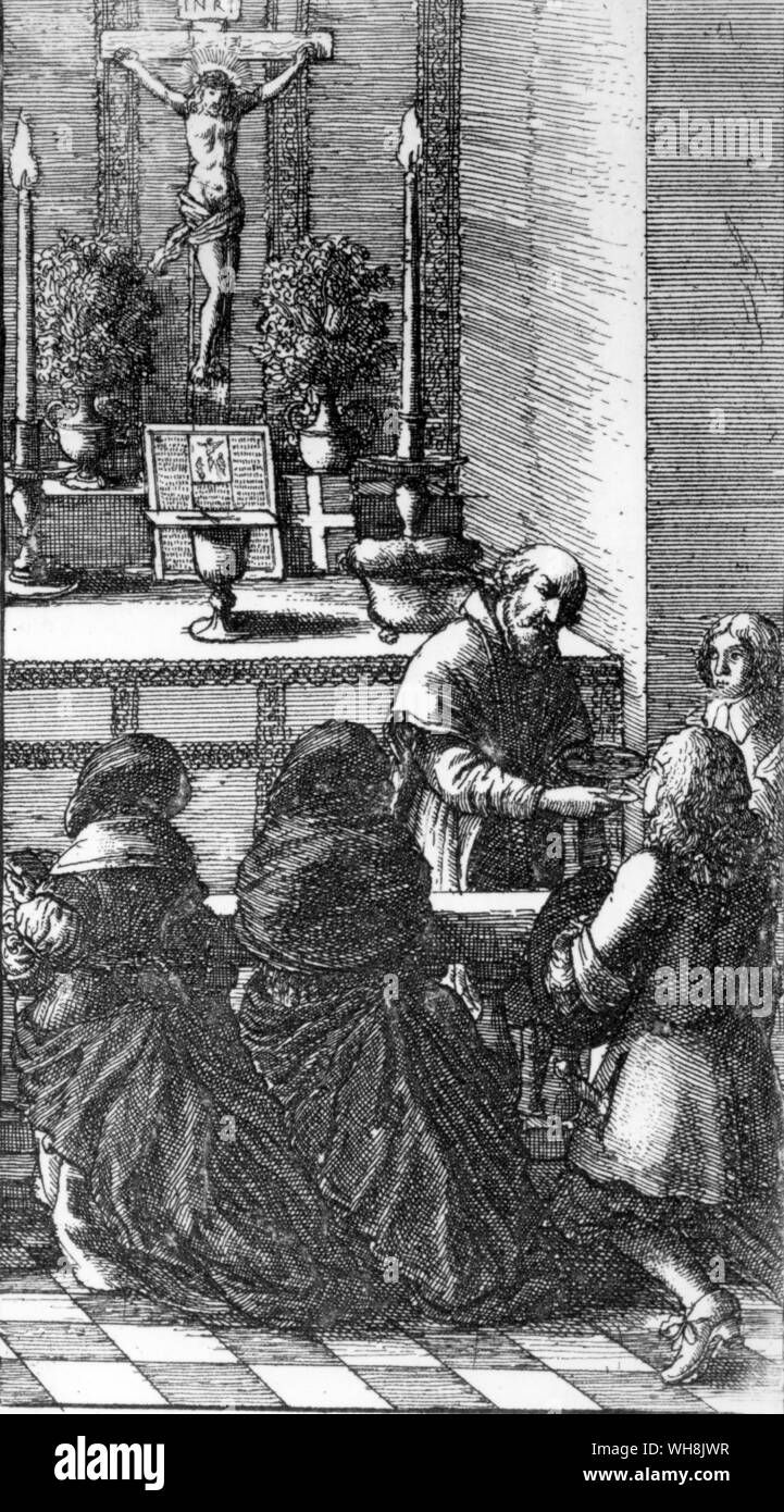 Gravure par l Hollar d'un Manuel de prière et Litanies Banque D'Images