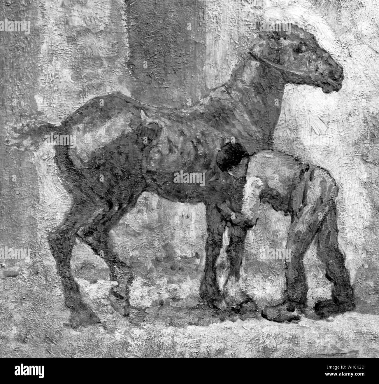Le cheval toilettage 1909 par artiste R P Bevan Banque D'Images
